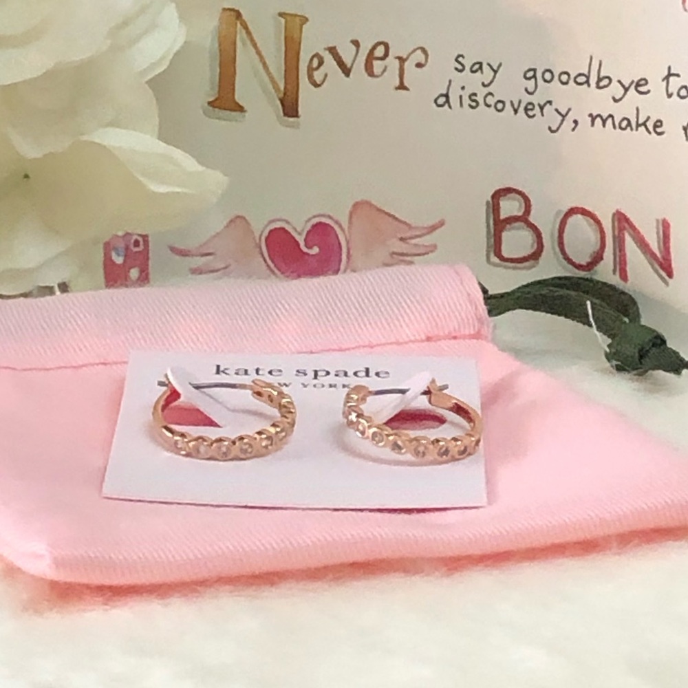 NWT KATE SPADE ♠️ FULL CIRCLE HUGGIES IN ROSE GOLD - Picture 4 of 8